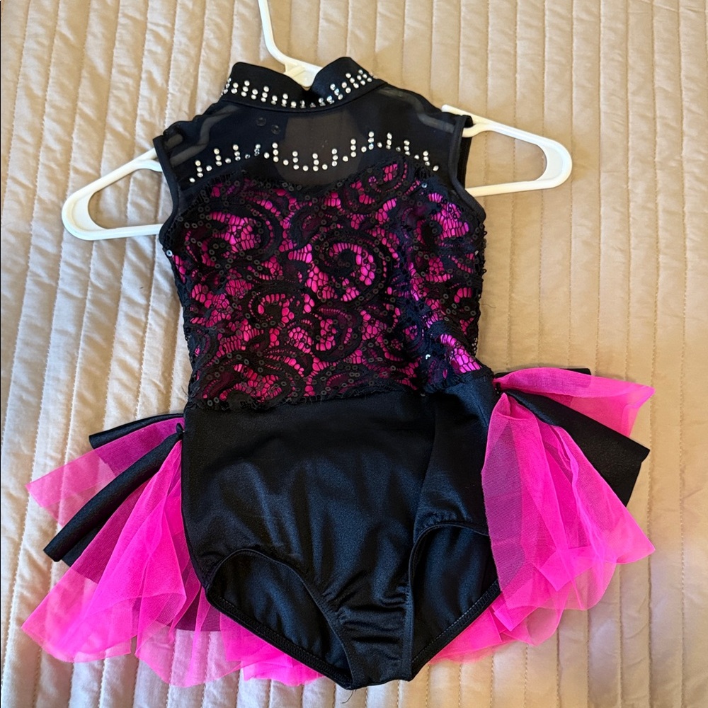 Weissman Black and Pink Lace Dance Costume